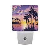 Alaza Tropical Sea Landscape Palm Tree LED Night Light Dusk to Dawnセンサープラグin Night Home Decorデスクランプf