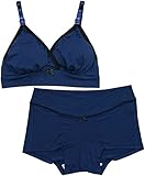 アビックス マミールナ アンダーがらくちんなブラトップ&クロスショーツ上下セット L ネイビー ベア天竺 759206