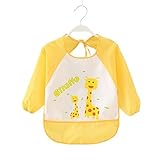 ベビー用　ビブ　エプロン　赤ちゃん　子供用　防水　食事　絵書き　長袖　軽い　カートン　動物柄　1-3歳 (色8)