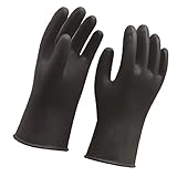 Flameer ゴム手袋　 作業グローブ　ロング　ガーデン　消毒 清掃 家事 工業用　耐酸性　快適　1ペア　全7サイズ　白色＆黒色 - ブラック40cm