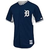 Detroit TigersマジェスティックネイビーBP Cool Base Authentic Performance Jersey (大人用52 )