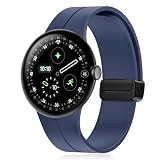[RicYeel] 磁気付き シリコンバンド Google Pixel Watch 4 45mm (2025) 対応 交換ベルト Pixel Watch 4 45mm マグネット付き 装着簡単 柔らかい ストラップ スポーツ 替えベルト (ネイビーブルー)