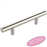 comllenステンレススチールキッチンキャビネットハンドルユーロスタイルバーハンドルプル、3 "穴中心と5 – 3 / 8 "全体長、25パック