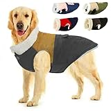 MAMORE 犬服 犬綿服コート かわいいジャケット 犬用裏起毛 防寒 寒さ対策 犬の秋冬服 小型犬 中型犬 大型犬 向け 暖かい ふわふわ 洋服 人気 着脱簡単 お出かけ お散歩 (カーキグレー, L)