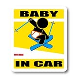 わーるどくらふと BABY IN CAR ステッカー （きいろ） フリースタイルスキーバージョンB　ベビー・赤ちゃんが車に乗っています