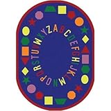 Joy Carpets Kid Essentials Early Childhood Round First Lessons Rug, Blue, 7'7" [並行輸入品]