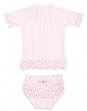 RuffleButts ラッフルバッツ ラッシュガード 水着上下セット ピンクシアサッカー (12-18m(65-70cm)) [並行輸入品]