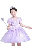 プリンセスなりきり フォーマルドレス 　お姫様ドレス 女の子 キッズドレス　ソフィア ワンピース＋王冠＋杖 (150サイズ, パープル系)