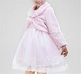 WIN 子供ケープ 子供ドレス ポンチョ ボレロ ファー ボレロ ポンチョ カーディガン ケープ　フォーマル　ガールズ　キッズ　子供 結婚式 七五三 発表会 披露宴 パーティ (L（8-14歳）, ピ