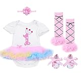 (アイム)iiniim　女児　ベビー　ロンパース　可愛い　ロンパース+蝶結びヘッドバンド+靴+レッグカーバー４点セット　チュチュ　弾性　ベスト　イベント　日常身なり　パーティー　誕生日　撮影道具 タイ