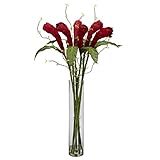 Nearly Natural 1242 Ginger with Cylinder Vase Silk Flower Arrangement, Red [並行輸入品]