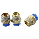 SODIAL(R)3ｘPT 1/4 インチ オススレッド-6mm　デュアルウェイ空気圧アダプター