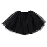 女の子 スカート ガールズ チュチュ キッズ 子供 チュールスカート パニエ ドレス ダンス 3層チュール プリンセス 舞台 コスチューム TUTU (98cm, ブラック)