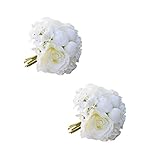 Perfk 2束 入り　ホワイト　ウェディング ブーケ　 バラ　 造花 　花束 　花嫁 豪華 フラワーガール　 ローズ