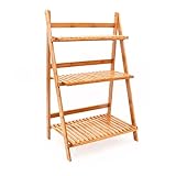 プラントフラワースタンドラックシェルフ3-Tier Bamboo折りたたみ式ポットラックプランターオーガナイザーディスプレイシェルフ