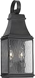 Elk 702-C 6-1/2 by 17-1/2-Inch Jefferson 2-Light Outdoor Wall Lantern with Water Glass Shade, Charco