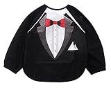 (コ-ランド) Co-land ベビー お食事用 長袖 防水 エプロン お食事練習 お絵描き 粘土遊び 離乳食 保育園用 赤ちゃん 男の子 女の子 可愛い 紳士 プリンセス ブラック