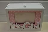 Lesser and Pavey - Little Treats Baby Girl Wooden Photo Storage Box with Cut out Letters (Pink) by L