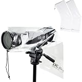 JJC 2枚入 カメラレインコート カメラ用 レインカバー レンズ 長さ≤45cm 適用 Canon EOS Kiss M2 M X10i x10 X9i X9 X8i X8 X7i X6 90D 80D 77D 70D 1500D 1200D 1100D 3000D SX70 SX60 HS Nikon COOLPIX P950 P1000 P900 B600 B500 B700 B900 D5600 D5500 D5300 D3500 D3400 D3300 D3000 Sony A7C A6600 A6500 A6400 A6300 A6100 A6000 など対応 デジカメ 一眼レフ 雨 雪 戸外撮影 透明