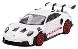 MINI GT 1/64 ポルシェ 911 (992) GT3 ホワイト・パイロレッド アクセントパッケージ 左ハンドル 完成品