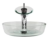 Aurora洗面台g08-orb-vバスルームアンサンブルwith Pop Up Drain、ガラス、シンク、リングと滝蛇口、オイルラビングブロンズ