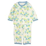 パジャマ ベビー 赤ちゃん 長袖 男の子 前開きパジャマ 腹巻付 寝巻き ルームウェア ブルー-(BL) 80cm