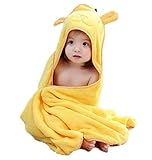 MoonFlower (ムーンフラワー) キッズ 赤ちゃん バスタオル ラップタオル おくるみ 大判 フード付き かわいい (イエロー)