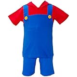 【本体綿100％】2017年 夏物 スーパーマリオ 天竺 なりきり変身スーツ セットアップ Super Mario レッド◇80cm