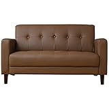 アビライト 大川家具 シンプルスタイル 2人掛け レザーソファ ブラウン SKT-0007