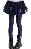 Plus Nao(プラスナオ) スカート付きレギンスパンツ スパッツ 子供服 小学生 女の子 女児 キッズ KIDS ガーリー 可愛い 無地 レース リボン ダークブルー 130