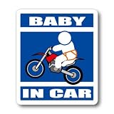 わーるどくらふと BABY IN CAR モトクロス オフロードバイク ライダーバージョン ステッカー （あお）