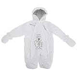 赤ちゃん・ベビー用 ゾウのデザイン あったか フードつきスノースーツ ロンパース オールインワン つなぎ カバーオール 冬 (3-6ヶ月) (ホワイト)