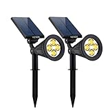 ソーラーライト 4LED アウトドアライト スポットライト ガーデンライト 防水 太陽光パネル充電 玄関先 庭 車道 歩道 芝生などの照明用 2個セット