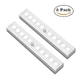 モーションセンサークローゼットライトtargherle下キャビネットライトワイヤレスポータブル2パック10-ledスティックオンNight Light forワードローブ階段ステップキッチン廊下磁気ス