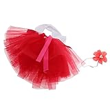 【ノーブランド 品】赤ちゃん　女の子　チュチュスカート　写真撮影　小道具　ヘッドバンド付き　かわいい　ギフト　全4色　　 - レッド