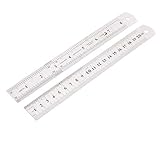 DealMux 20センチメートル8インチデュアルサイドメトリック測定メタル直線定規ツール2PCS