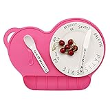 Kuke 子供用　ポケット付きお食事マット ランチョンマット　シリコン製　食べこぼしガードポケット付き　ベビー用品 ランチマット ポケット付き シリコンマット　折りたたみ　吊り下げできる