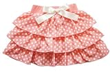 シフォンタフタ3段スカート 130サイズ ドットピンク