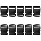 [XuJJJJunB] ブラック 25mm 10個セット サイドリリースバックル プラスチックバックル 紐 留め具 リュック部品 背中 プラスチックパーツ