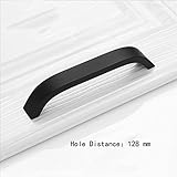 RaiFu ドア引き出しキッチンキャビネットの本棚アルミ合金ハンドルは、ノブを引っ張ります。25シングルホール96/128 / 160ダブルポイント固定ハンドル 128-黒