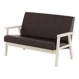 SATO セレノソファ 2人掛けストライプ PVCブラウン 肘ホワイト