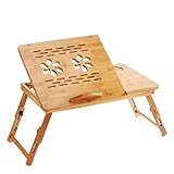 ノートパソコンデスク Aibecy ベッドテーブル 天然竹製ベッドデスク ノートパソコンスタンド 角度&高さ調節可能 優れた放熱性 PCスタ