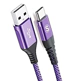 USB Type C ケーブル【3M/1本セット】Sweguard USB-C & USB-A 3.1A USB C ケーブル【QC3.0対応急速充電】タイプc 充電 iPhone 16/iPhone 15 Pro MAX, iPad Pro,Samsung Galaxy S22/S21,Sony,Xiaomi,Huawei,Pixel,usb type-c機器と互換性があり (パープル)