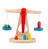 木のおもちゃ 簡易てんびん 物の重さ すうじ 算数 幼児 知育玩具 教育おもちゃ 分銅付き 皿は鉄製