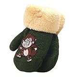 Tonsee 男の子 指なし 手袋 ボーイズ 柔らかい 手袋 可愛い カートゥーン モンキー グローブ (グリーン)