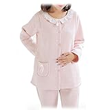 Spinas(スピナス) マタニティ 授乳口付き ルームウェア コットン 前開き セットアップ 全２色（ピンク、ブルー）