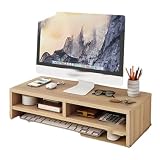 モニター台 幅50cm 二段式 ディスプレイ モニタースタンド パソコン 机上台 キーボード収納 PCラック プリンタ台 (ライトウォールナット)