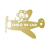 デザイン工房ＳＩＧＮＳ 車ステッカー Child in car 12 綺麗にはがせる 車 ステッカー 飛行機 プロペラ ゴールド