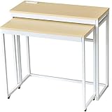 DORIS ドリス デスク 伸縮 パソコンデスク キッチンラック 幅80cm×奥行30cm 省スペース 収納 コンセント付き テレワーク向き ホワイトメープル フィル 【15405】