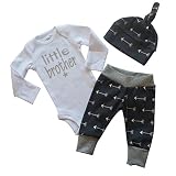 新生児ベビー男の子ロンパースTシャツ+パンツレギンス+帽子3点服装セット カラー: ホワイト